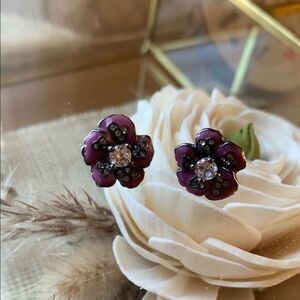 Purple Floral Stud Earrings